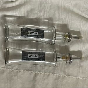 Vintage Glass Vinegar Bottles 9.5 inches Tall